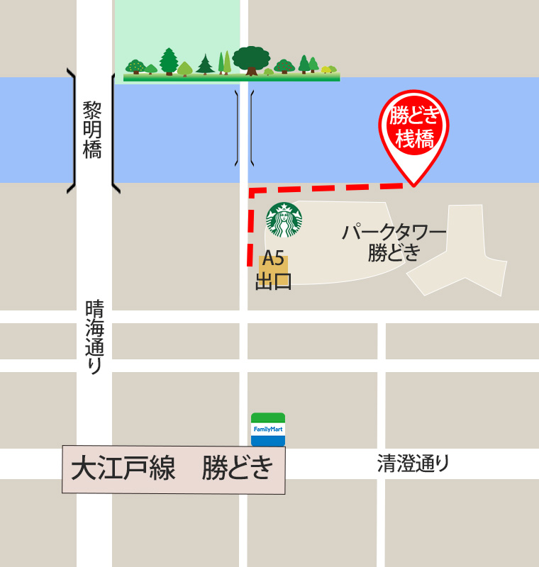 勝どき乗り場の案内図